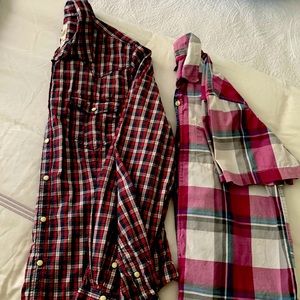 1 H&M long sleeve plaid shirt and 1 GAP shirt sleeve.